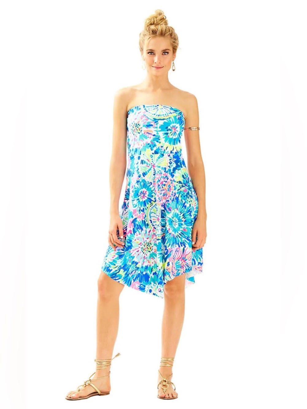 Lilly Pulitzer Loleta Strapless Floral Shift Dress in Blue, Pink, Green 💗💗